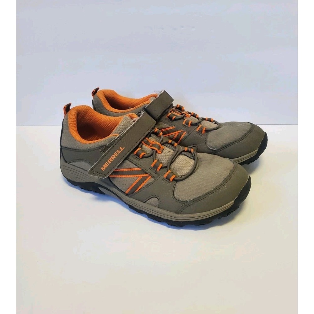 Merrell Trail Chaser 2 Kids 5M Gray Orange Hook Loop Hiking Athletic Shoes